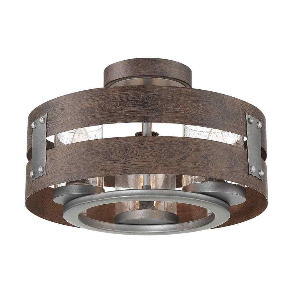 Eurofase 3-Light Expresso Clear Glass Semi-Flush Mount and Pendant 32696-HBUD