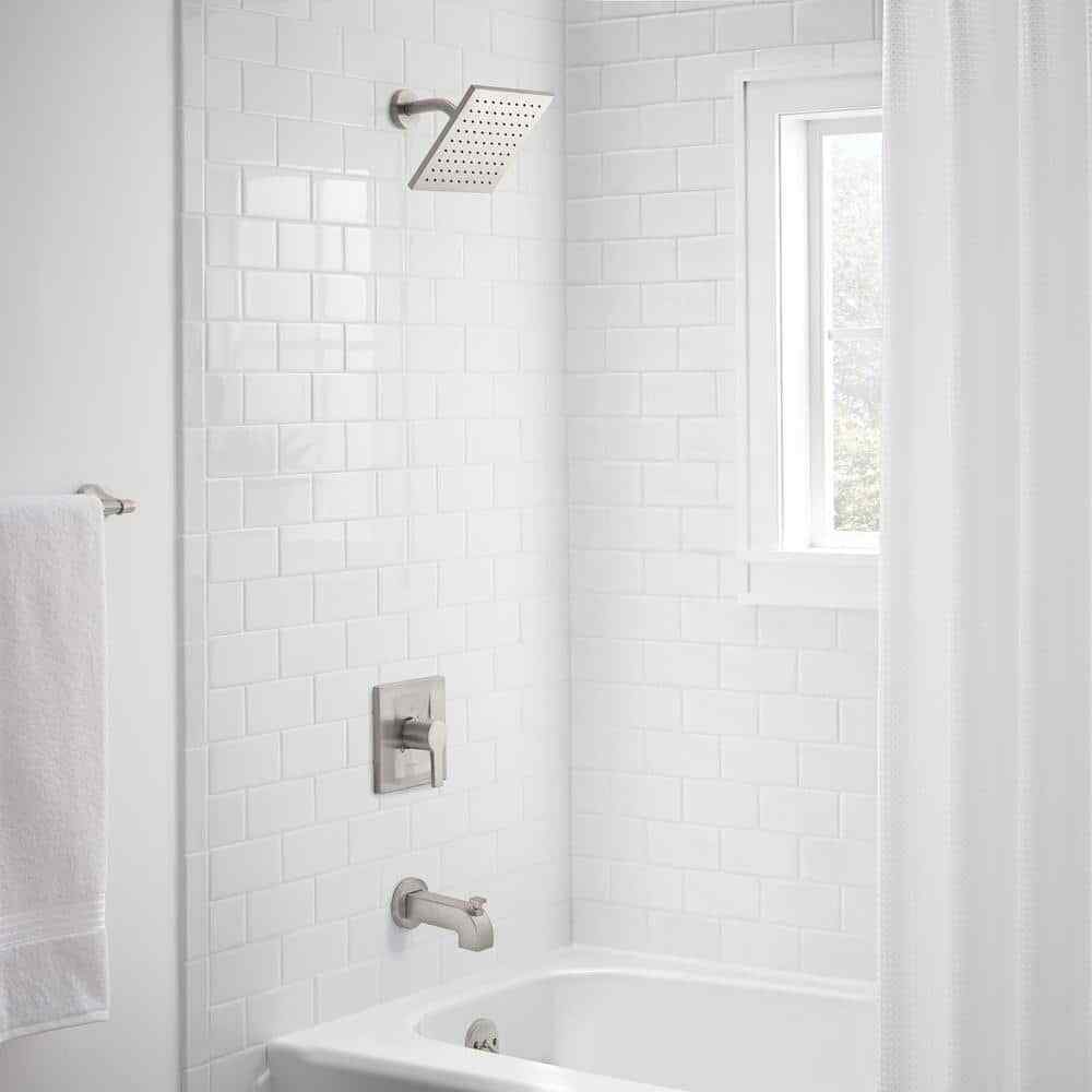 Glacier Bay Modern Tub and Shower Faucet  Brushed Nickel  Valve Included
