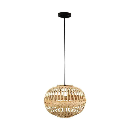 Eglo Amsfield 1-Light Brown Pendant with Wood Shade