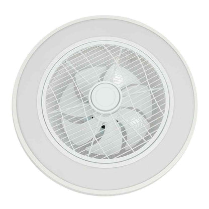 OUKANING  Integrated LED Indoor White Smart Enclosed Ceiling Fan w/ Remote