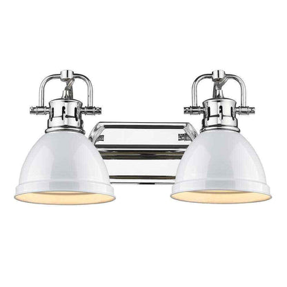 Golden Lighting Duncan 8.5 in. 2-Light Chrome Vanity Light with White Shades