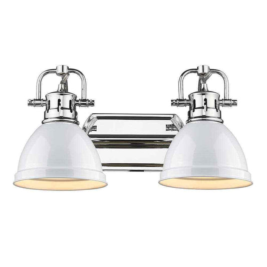 Golden Lighting Duncan 8.5 in. 2-Light Chrome Vanity Light with White Shades
