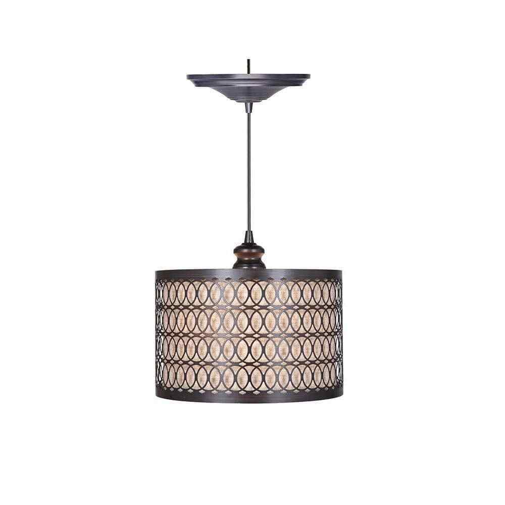 Home Decorators Collection Bella 1-Light Brushed Bronze Pendant with Hardwire