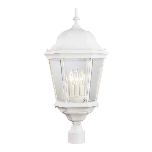 Bel Air Lighting Classical 3-Light White Outdoor Lamp Post Light Fixture