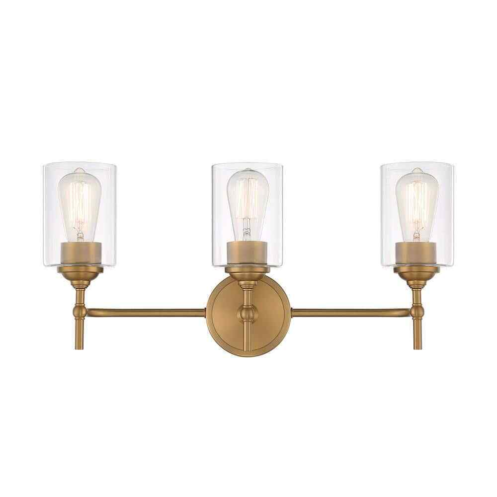 Home Decorators Ayelen 3-Light Matte Brass Modern Bathroom Vanity Light