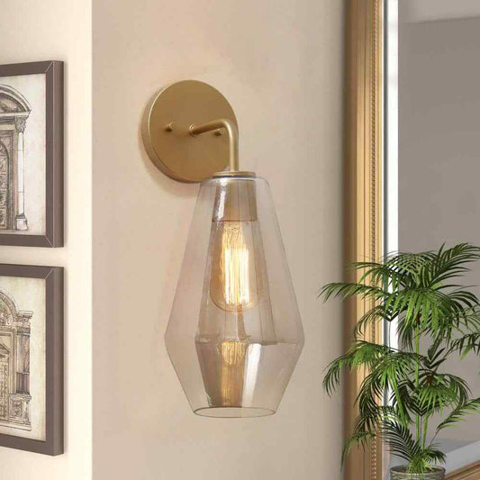 Uolfin Modern Geometric Wall Sconce Mila 1-Light Brass Gold Tube Vanity Light