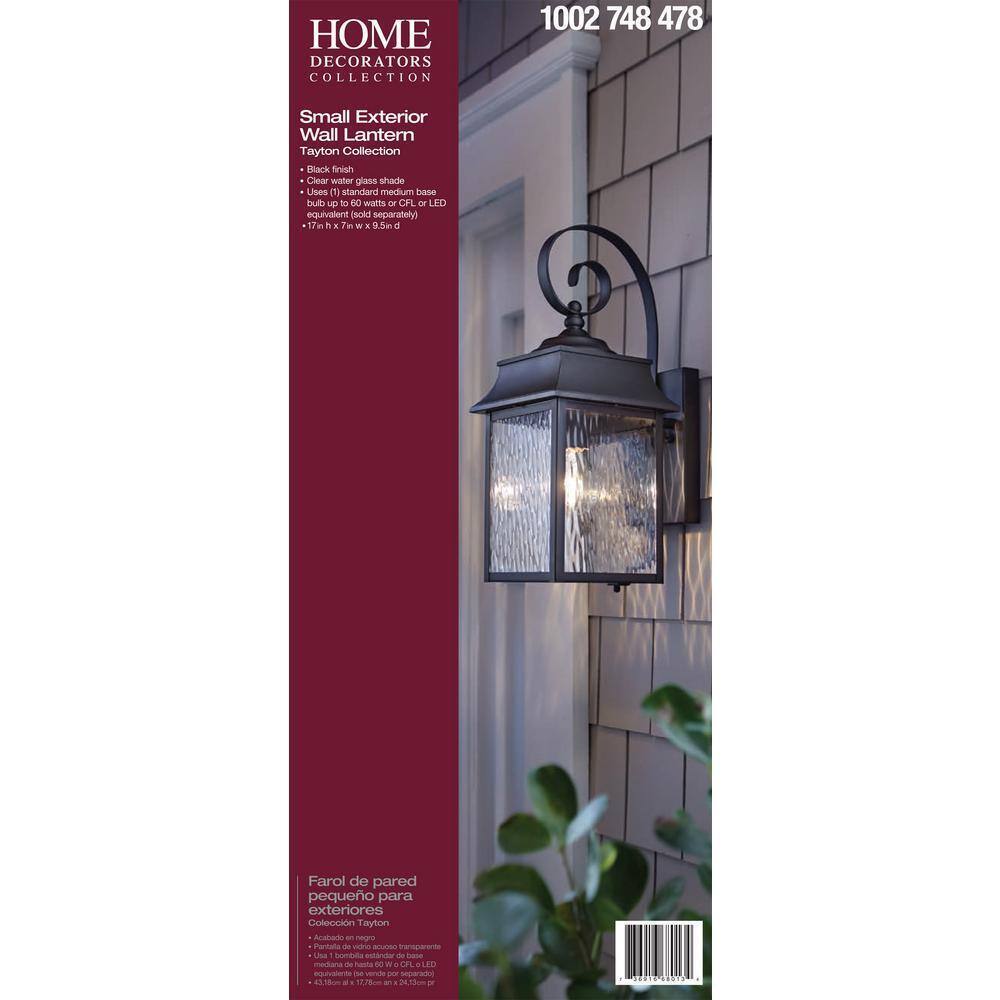 Home Decorators Scroll 17 in. 1-Light Black Small Outdoor Wall Light Fixture
