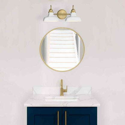 Hampton Bay Elmcroft Brushed Gold Farmhouse Bath Vanity Light w/ Metal Shades