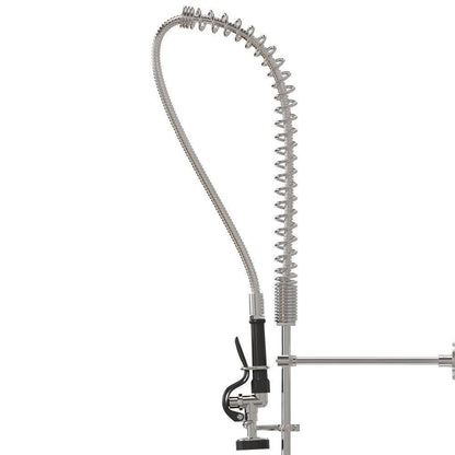 HOMLUX Commercial 2-Handle Wall Mount Pull-Down Sprayer Kitchen Faucet in Chrome