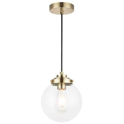 Merra 1-Light Brass Spherical Pendant Light with Globe Glass Shade