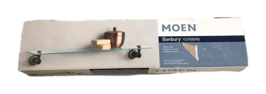 MOEN Banbury Wall-Mount Clear Glass Shelf Mediterranean Bronze