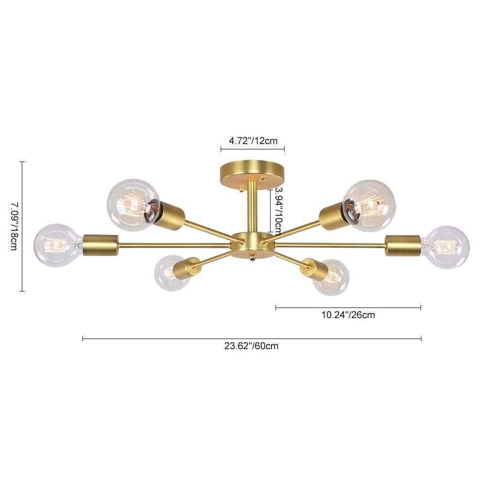 RRTYO Gallman Gold Mid-Century Pendant Ceiling Light Sputnik Semi-Flush Mount