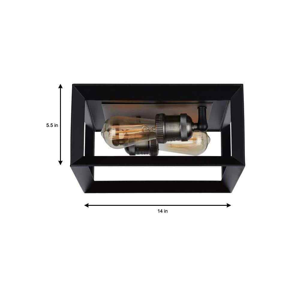 Home Decorators Walden Forge Black Frame Flush Mount Ceiling Light