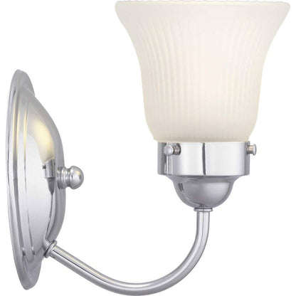 Progress Lighting Fluted Glass Polished Chrome Etched Fluted Glass Vanity Light