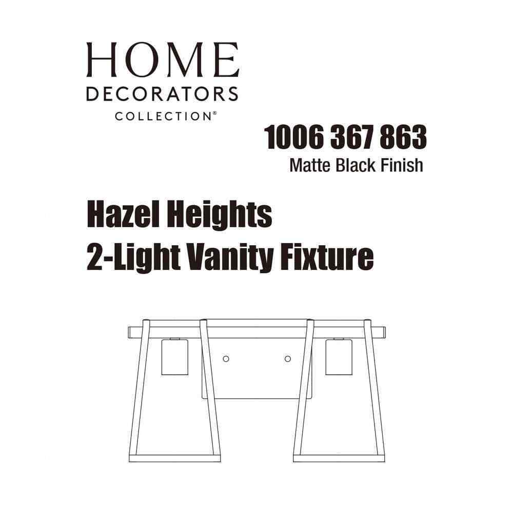 Home Decorators Hazel Heights 2-Light Black Farmhouse Bathroom Vanity Light