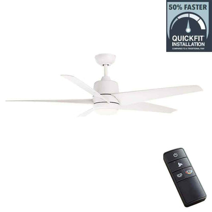 Hampton Bay Mena 54 in. White LED Indoor/Outdoor Matte White Ceiling Fan