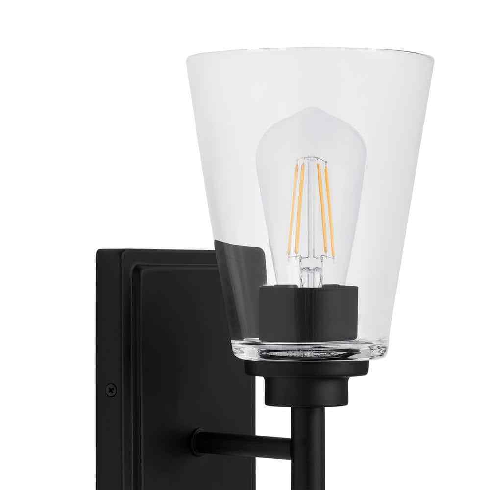 Hampton Bay Wakefield 1-Light Matte Black Indoor Wall Sconce HB3679-43