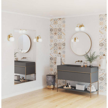 Progress Lighting Carisa 2Light Vintage Gold Opal Glass Mid-Century Vanity Light