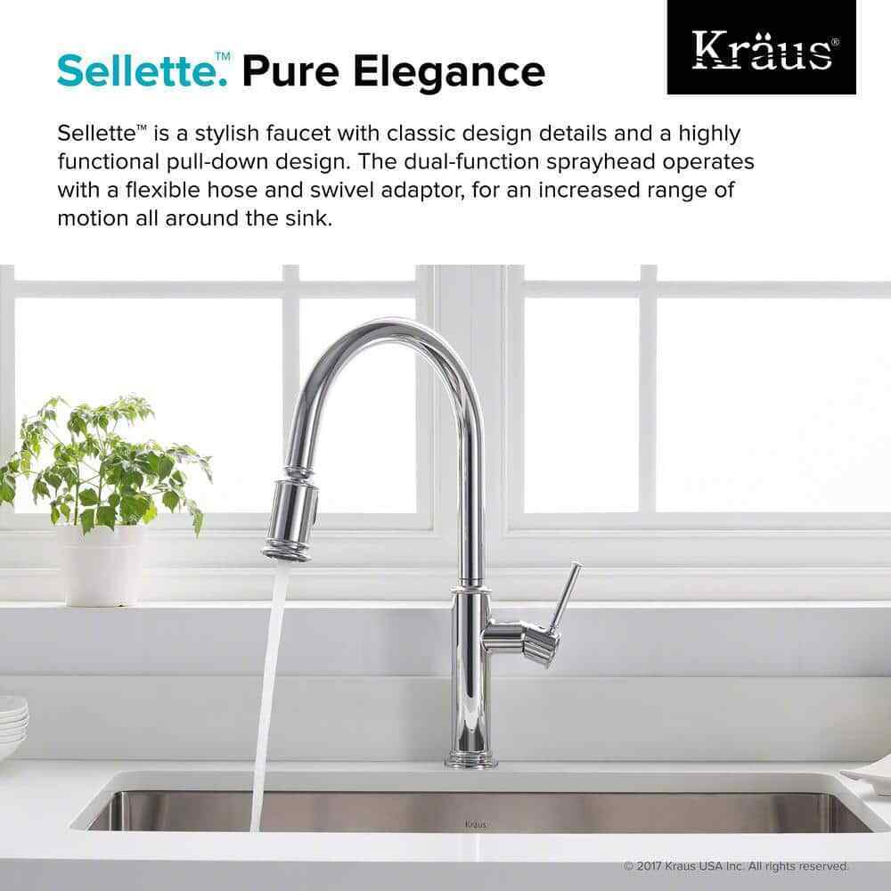 KRAUS Sellette Single-Handle Pull-Down Sprayer Faucet w/ Dual Function Sprayhead