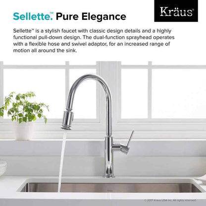 KRAUS Sellette Single-Handle Pull-Down Sprayer Faucet w/ Dual Function Sprayhead