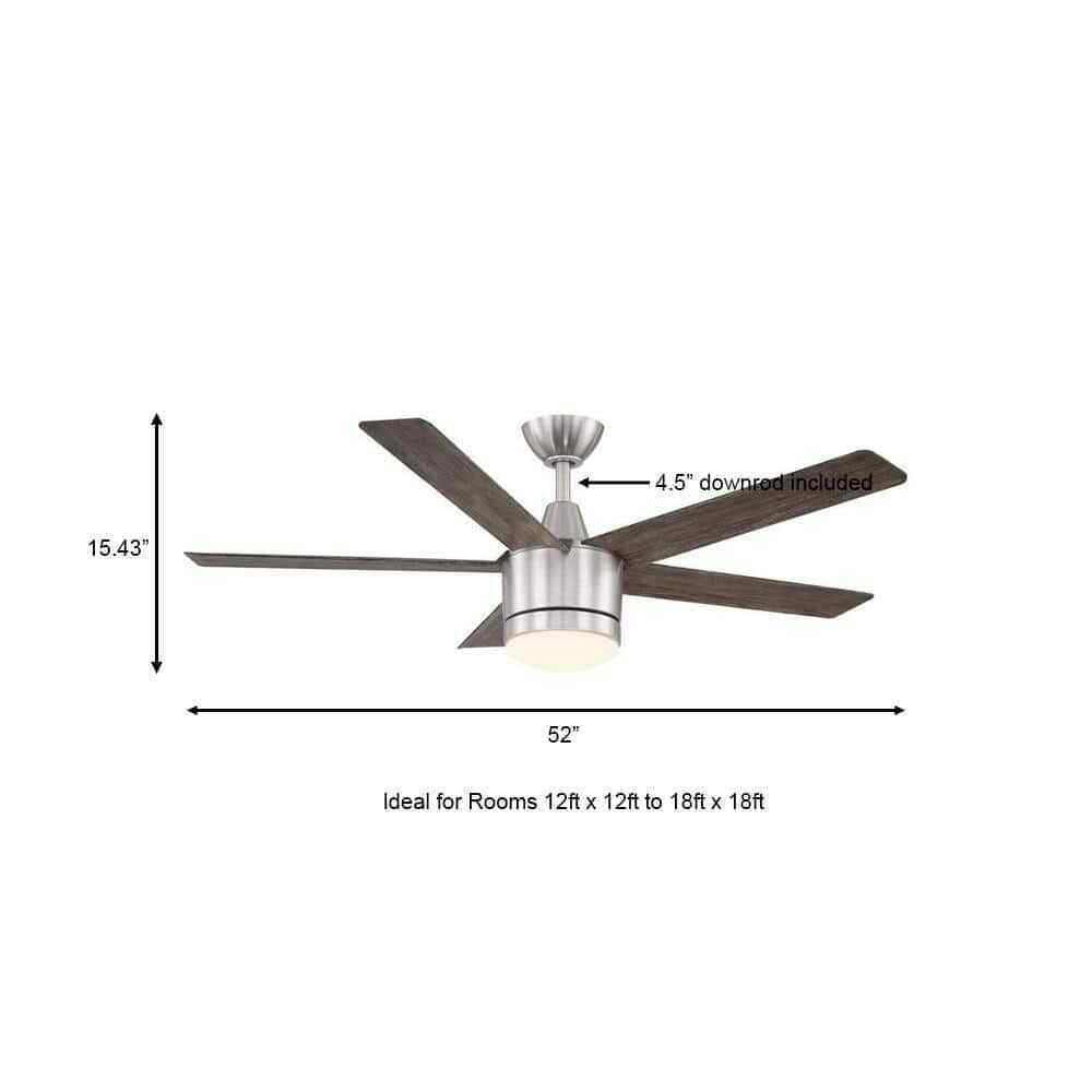 Home Decorators Merwry 52 in. Integrated LED Indoor Brushed Nickel Ceiling Fan