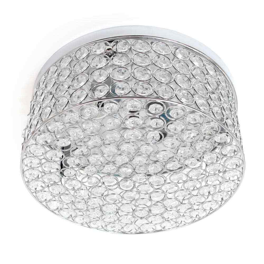 12 in. 2-Light Chrome Round Glam Flush Mount