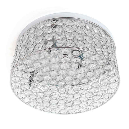 12 in. 2-Light Chrome Round Glam Flush Mount