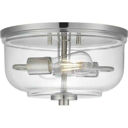 Home Decorators Knollwood 12 in. 2-Light Brushed Nickel Industrial Ceiling Light