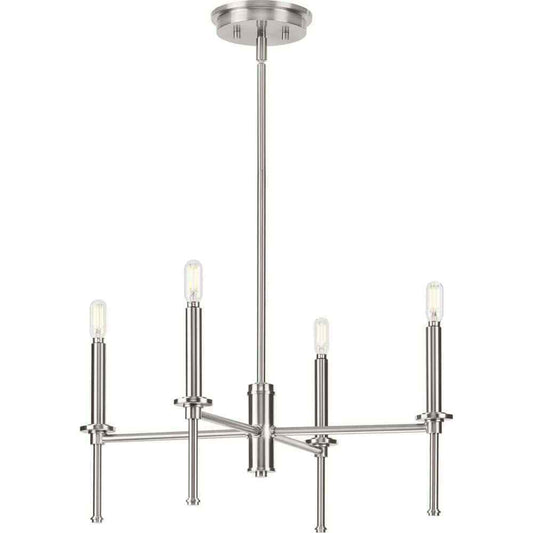 Progress Lighting Elara 22.87 in. 4-Light Dining Room Brushed Nickel Chandelier