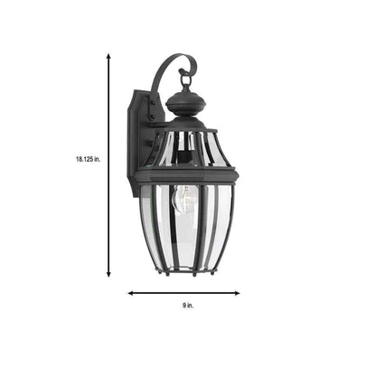 Progress Lighting New Haven Textured Black Clear Beveled Glass Wall Light