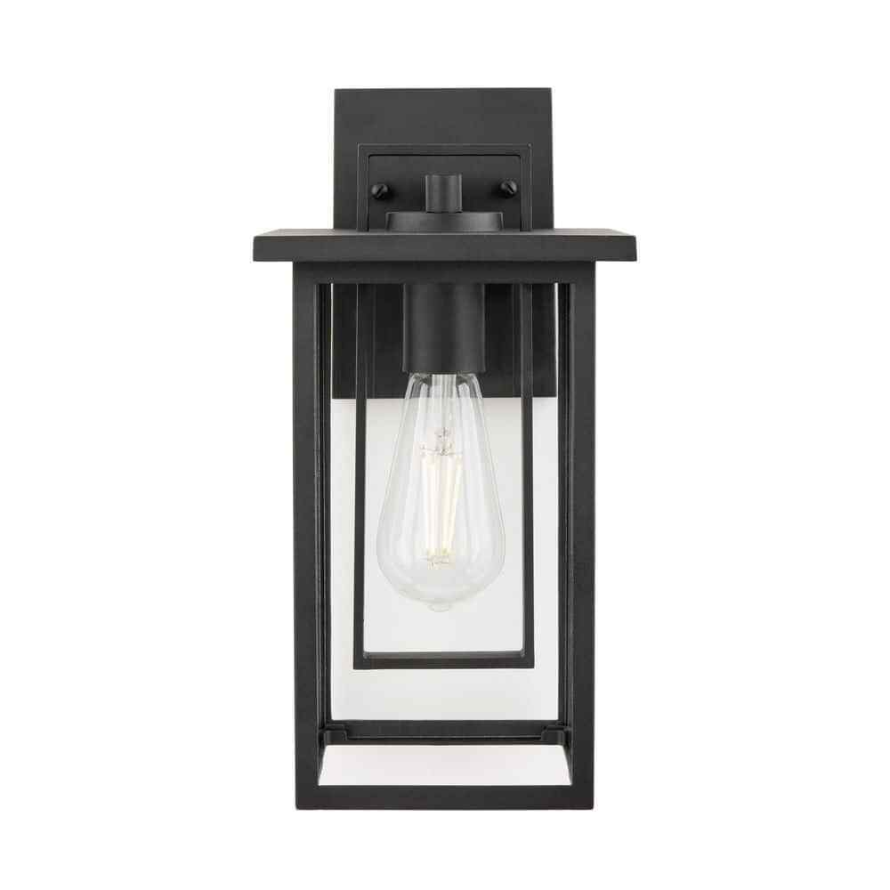 Hampton Bay Keswick Modern 1-Light Matte Black Hardwired Outdoor Wall Sconce