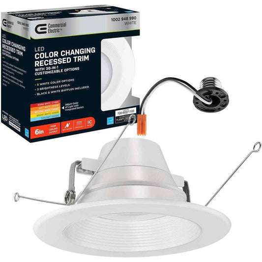 CE 6 in. CCT 30 Lighting Options Integrated Integrated LED Recessed Light Trim