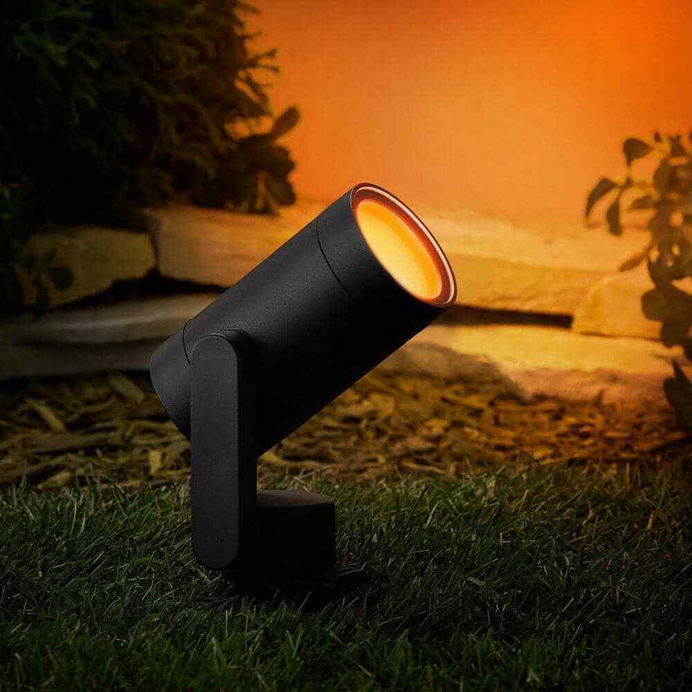 Hampton Bay Low Voltage Black LED Outdoor Spotlight Smart App Control Hubspace