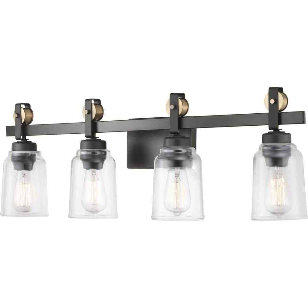 Home Decorators Knollwood 31-3/4 in. 4-Light Bronze Vanity w/ Clear Glass