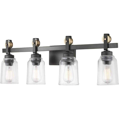 Home Decorators Knollwood 31-3/4 in. 4-Light Bronze Vanity w/ Clear Glass