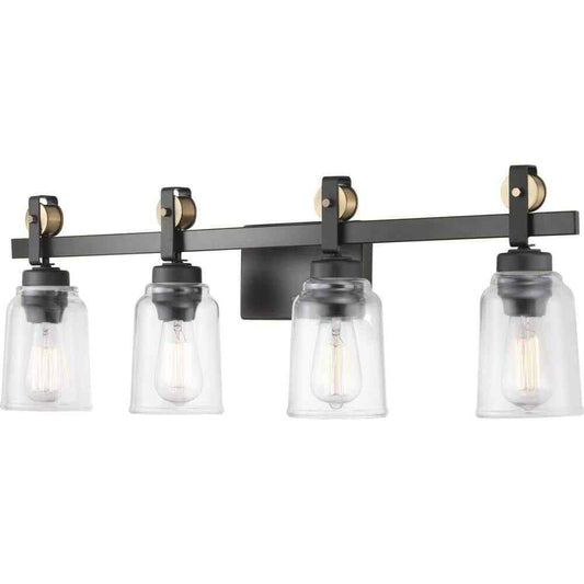 Home Decorators Knollwood 31-3/4 in. 4-Light Bronze Vanity w/ Clear Glass