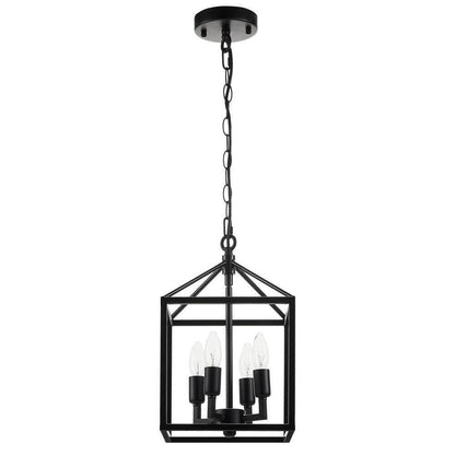Merra 9.5 in. 4-Light Black Caged Chandelier