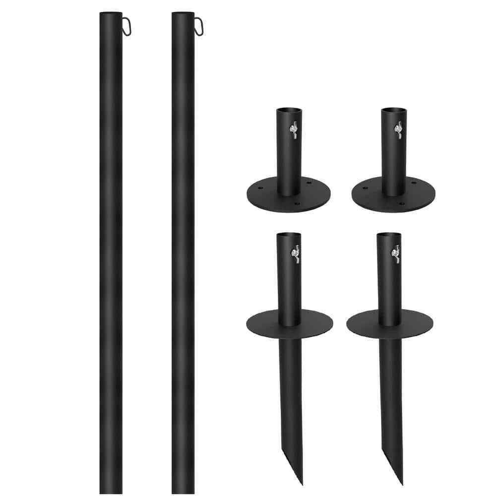 EXCELLO GLOBAL PRODUCTS Two 10 ft. String Light Poles Black EGP-HD-0359