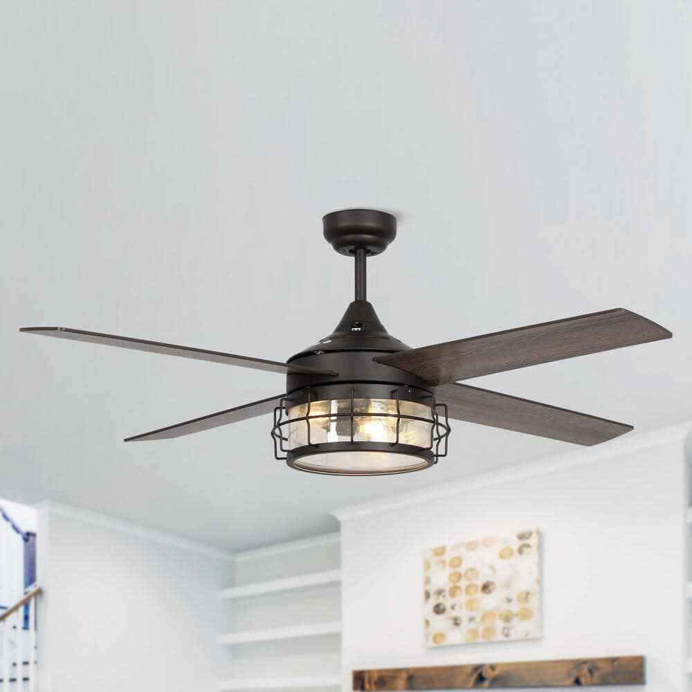 Matrix Decor 52 in. Oil Rubbed Bronze Downrod Ceiling Fan w/ Remote Control
