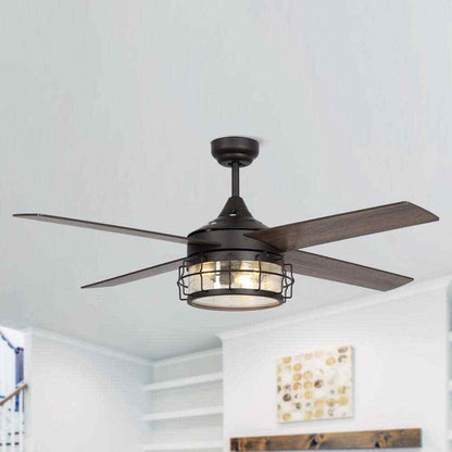 Matrix Decor 52 in. Oil Rubbed Bronze Downrod Ceiling Fan w/ Remote Control