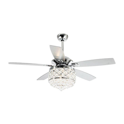 Parrot Uncle 52 in. Indoor Chrome Downrod Mount Crystal Chandelier Ceiling Fan