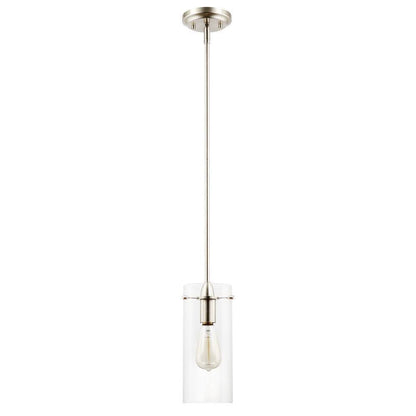 Light Society Montreal 1-Light Clear/Satin Nickel Pendant with Glass Shade