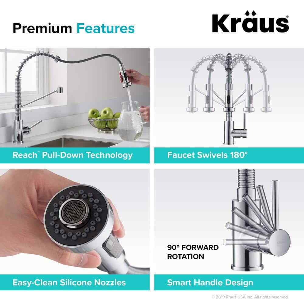 KRAUS Bolden Single-Handle Pull-Down Kitchen Faucet w/ Dual Function Spray Head