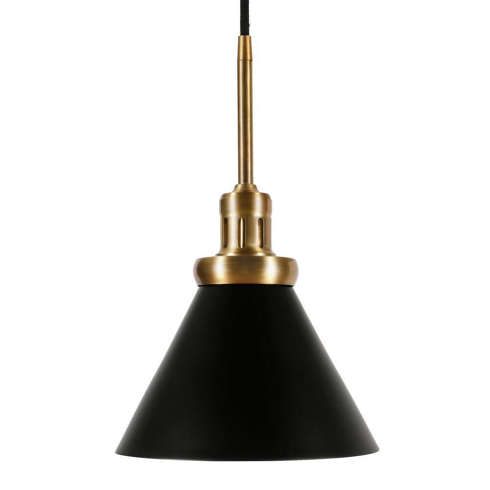 Meyer&Cross Zeno 1-Light Blackened Bronze Metal Pendant with Brass Accents
