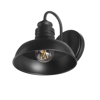 Hampton Bay Elmcroft 7.63 in. 1-Light Matte Black Wall Mount Light w/Metal Shade