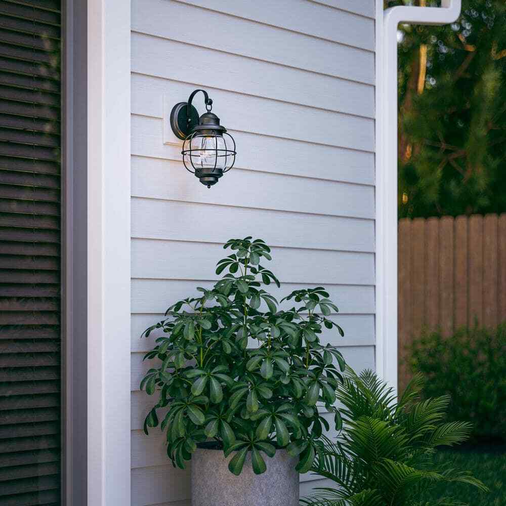 Home Decorators Greer 1-Light Black Outdoor Wall Lantern Sconce Light