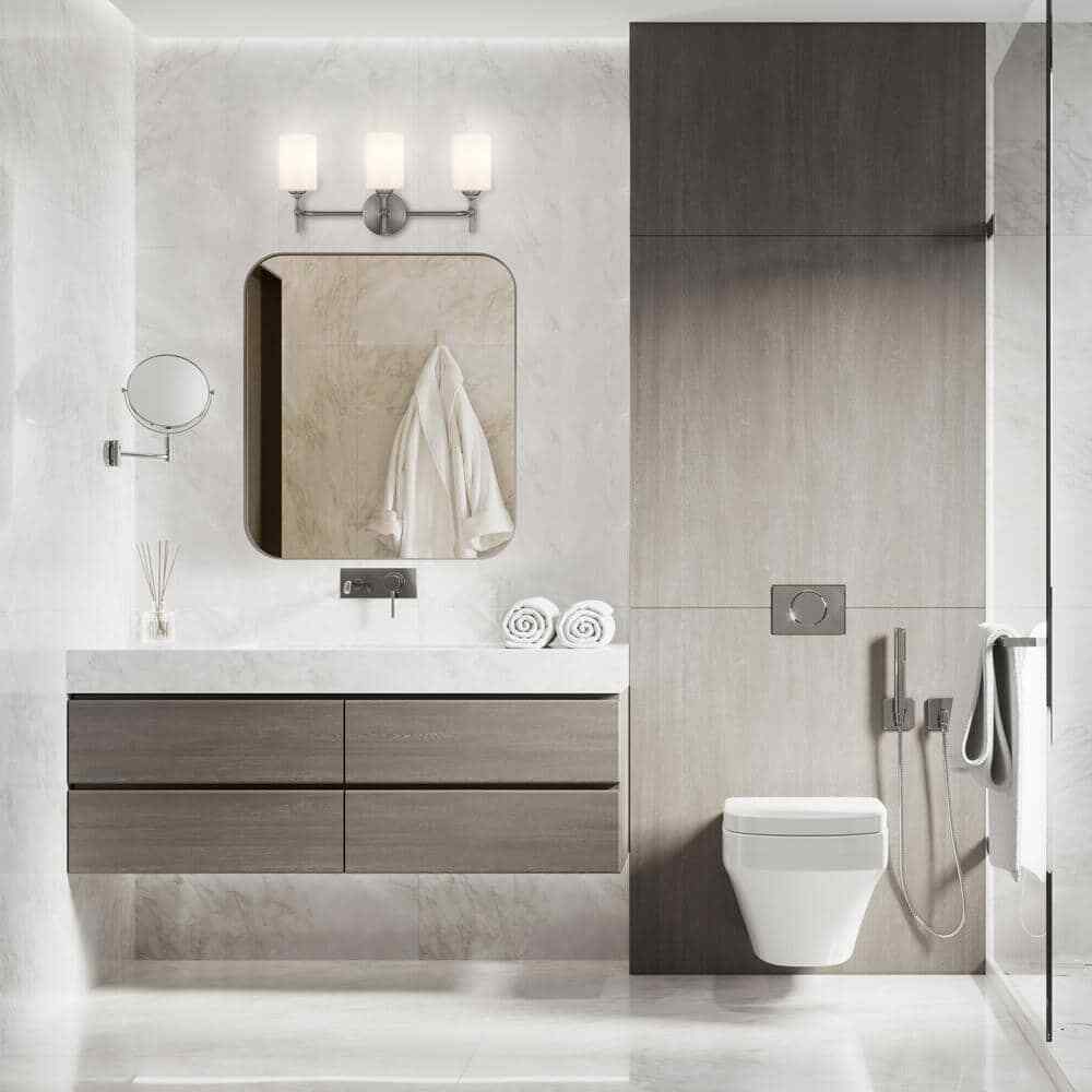 Home Decorators Ayelen 3-Light Brushed Nickel Modern Bathroom Vanity Light