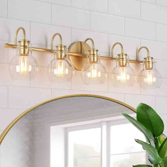 LNC Light Gold Vanity Modern Linear 35.5 in. 5-Light Contemporary Bathroom