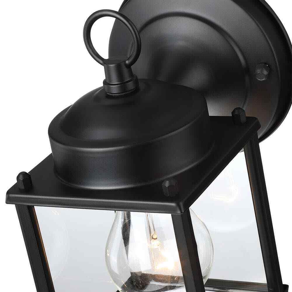 Hukoro 2-Pack 1-Light Outdoor Wall Light with Matte Black and Clear Glass Shade