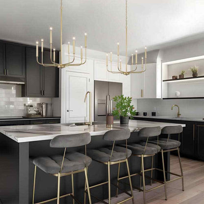 LNC Modern Gold Island Chandelier Transitional 8-Light Pale Brass Pendant Light